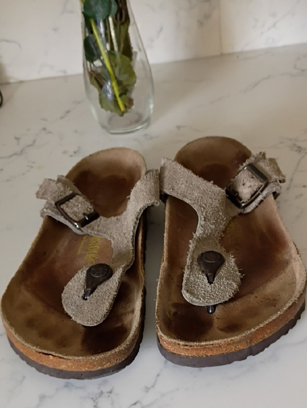 BIRKENSTOCK Women's Suede Toe-Post Sandals in Taupe